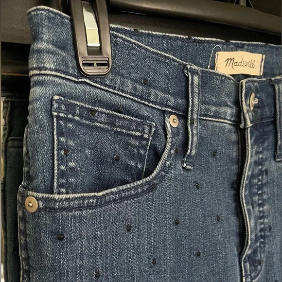 Madewell Slim Straight Navy Dot Edition Jeans Size 26 - Picture 5 of 12